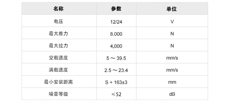 电动伸缩杆参数表