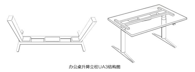 办公桌升降柱电动推杆UA3结构图